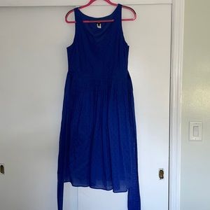 J Crew Women’s  14 Blue Summer Dress A-line with attached tie belt